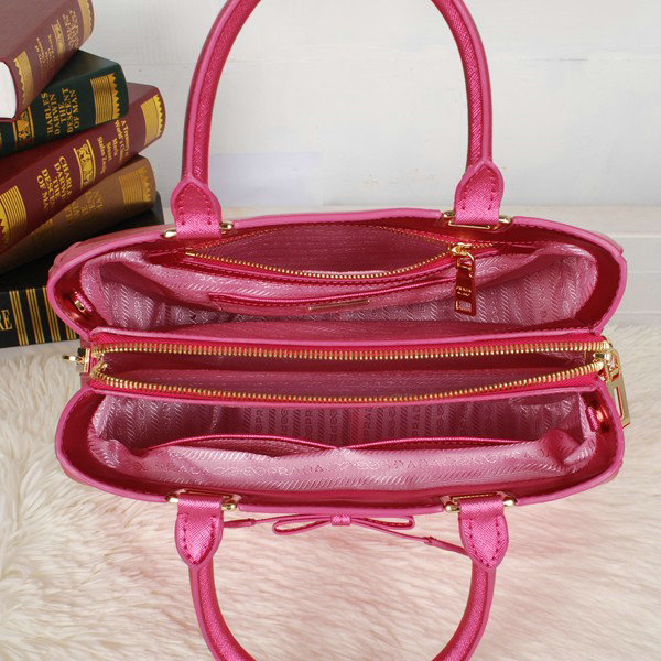 fake 2014 Prada Fluorescence saffiano calfskin tote BN2244 rosered